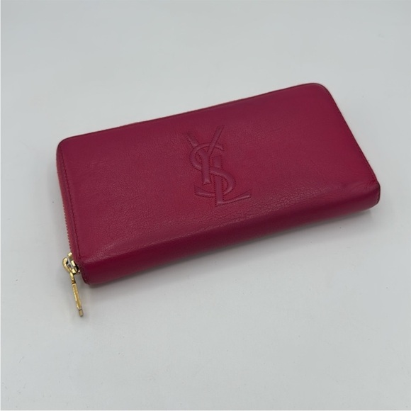 YSL Yves Saint Laurent Pink Leather Long Zipper Wallet - Picture 5 of 12